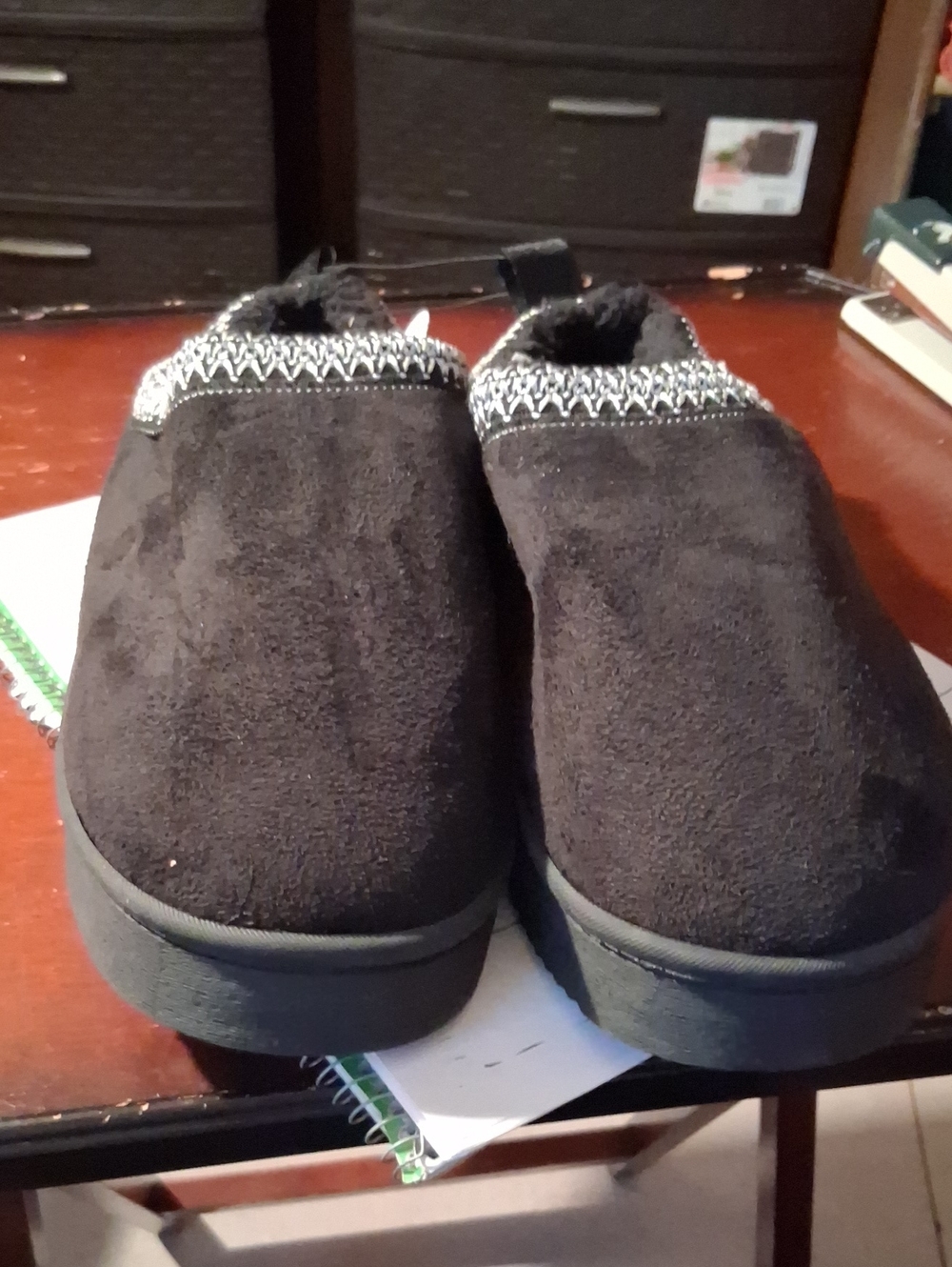 Womens Black Slip-On Suede Casual Slippers